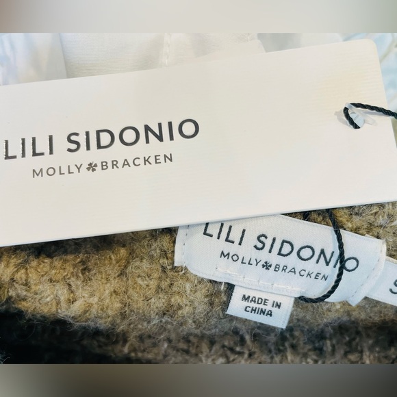 NWT Lili Sidonio Molly Bracken Brown Cable Knit Sweater Peter Pan Collar Sz. S - Picture 7 of 7